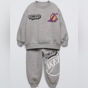 ZARA Los Angeles Lakers Kids Gray Sweatshirt and Sweatpants Set 4T